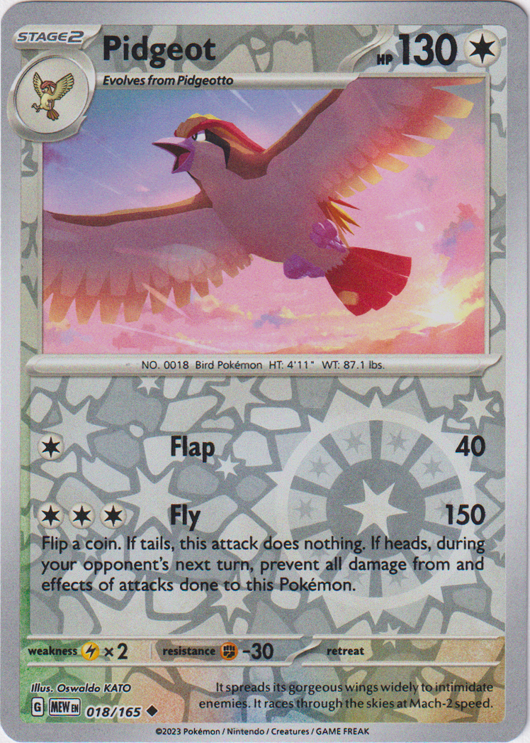 Pidgeot - 018/165 - Scarlet & Violet 151 - Reverse Holo - Card Cavern