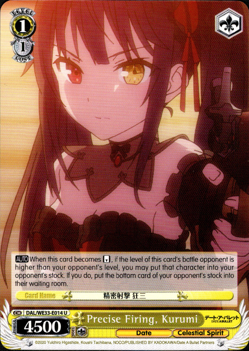 Precise Firing, Kurumi - DAL/WE33-E014 - Date A Bullet - Card Cavern