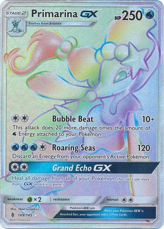 Primarina GX Hyper Rare - 149/145 - Guardians Rising - Card Cavern