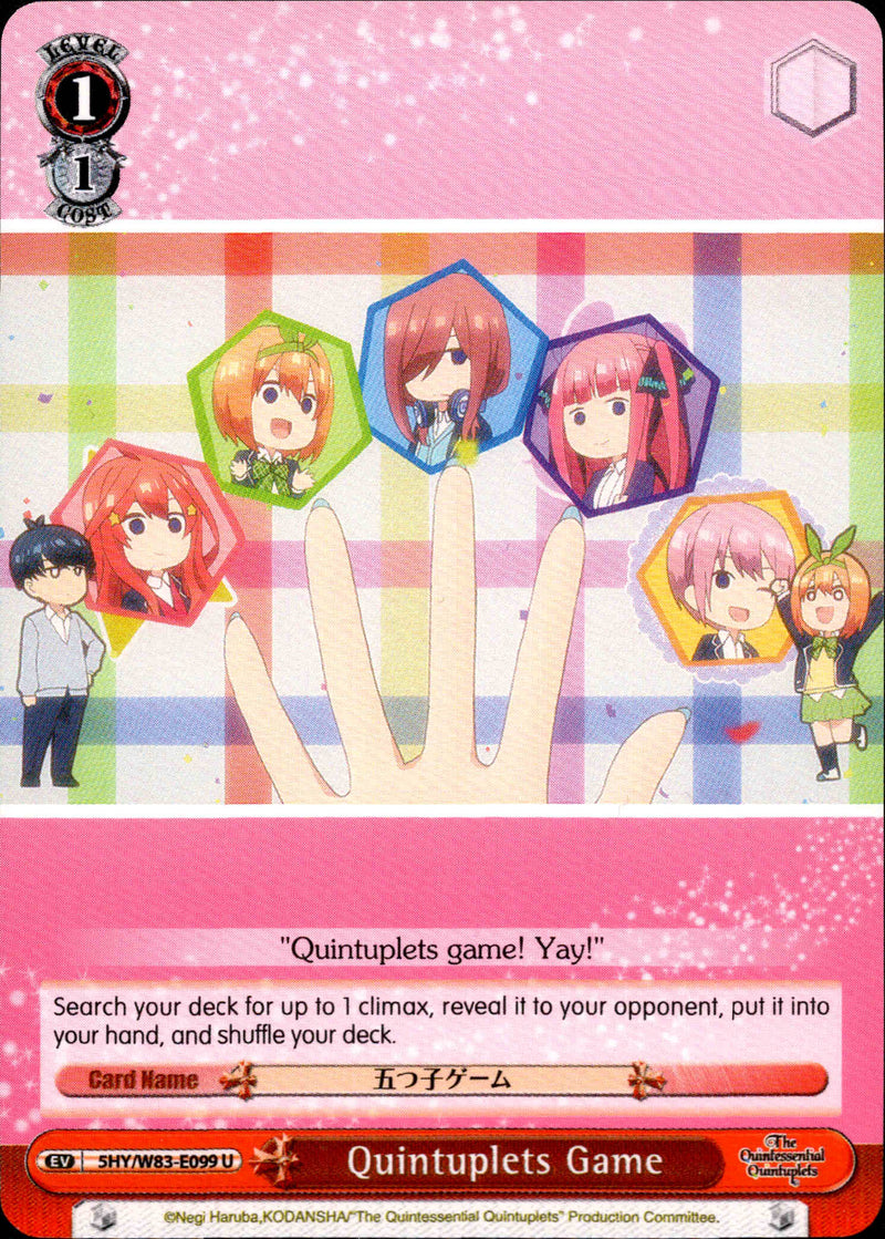 Quintuplets Game - 5HY/W83-E099 - The Quintessential Quintuplets - Card Cavern