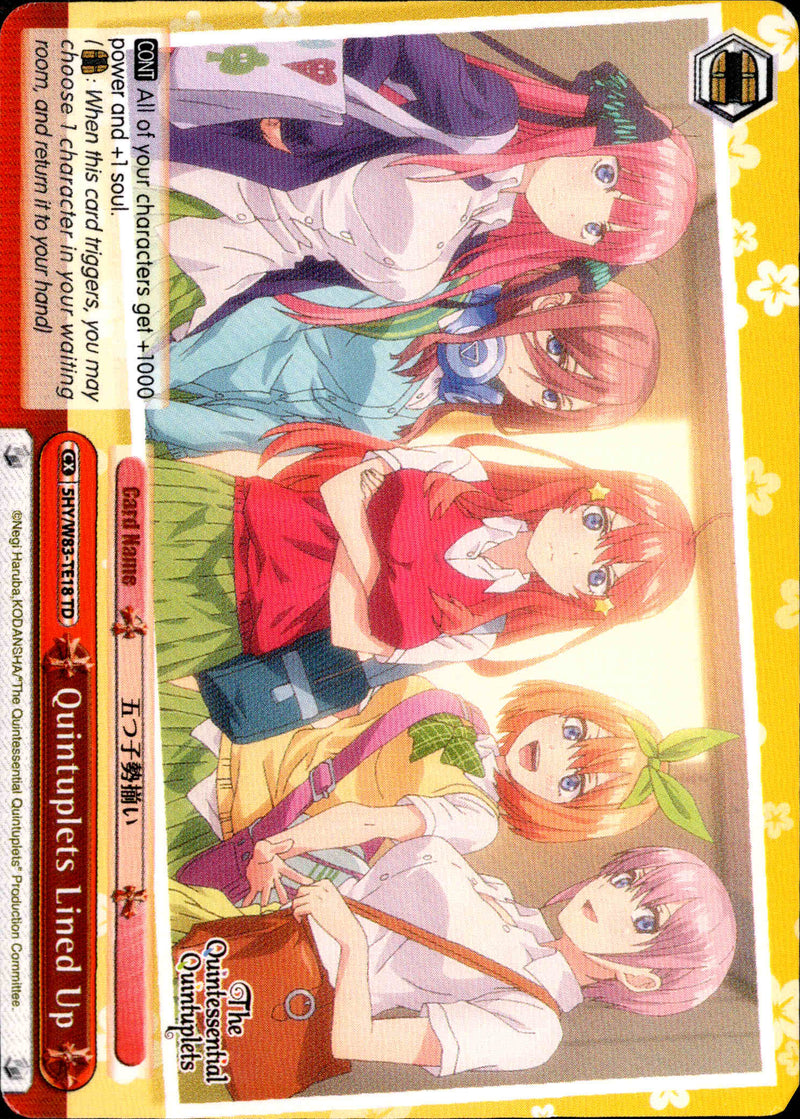 Quintuplets Lined Up - 5HY/W83-TE18 - The Quintessential Quintuplets - Card Cavern