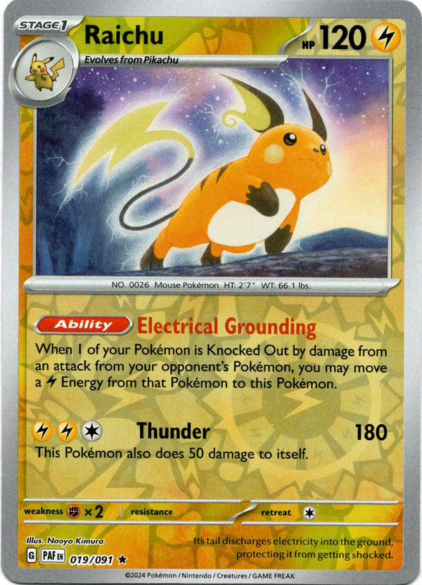 Raichu - 019/091 - Paldean Fates - Reverse Holo - Card Cavern