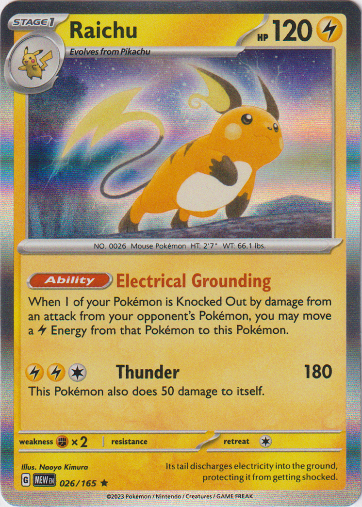 Raichu - 026/165 - Scarlet & Violet 151 - Holo – Card Cavern Trading ...