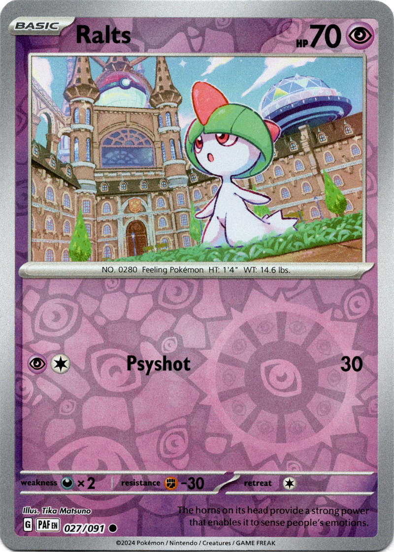 Ralts - 027/091 - Paldean Fates - Reverse Holo - Card Cavern