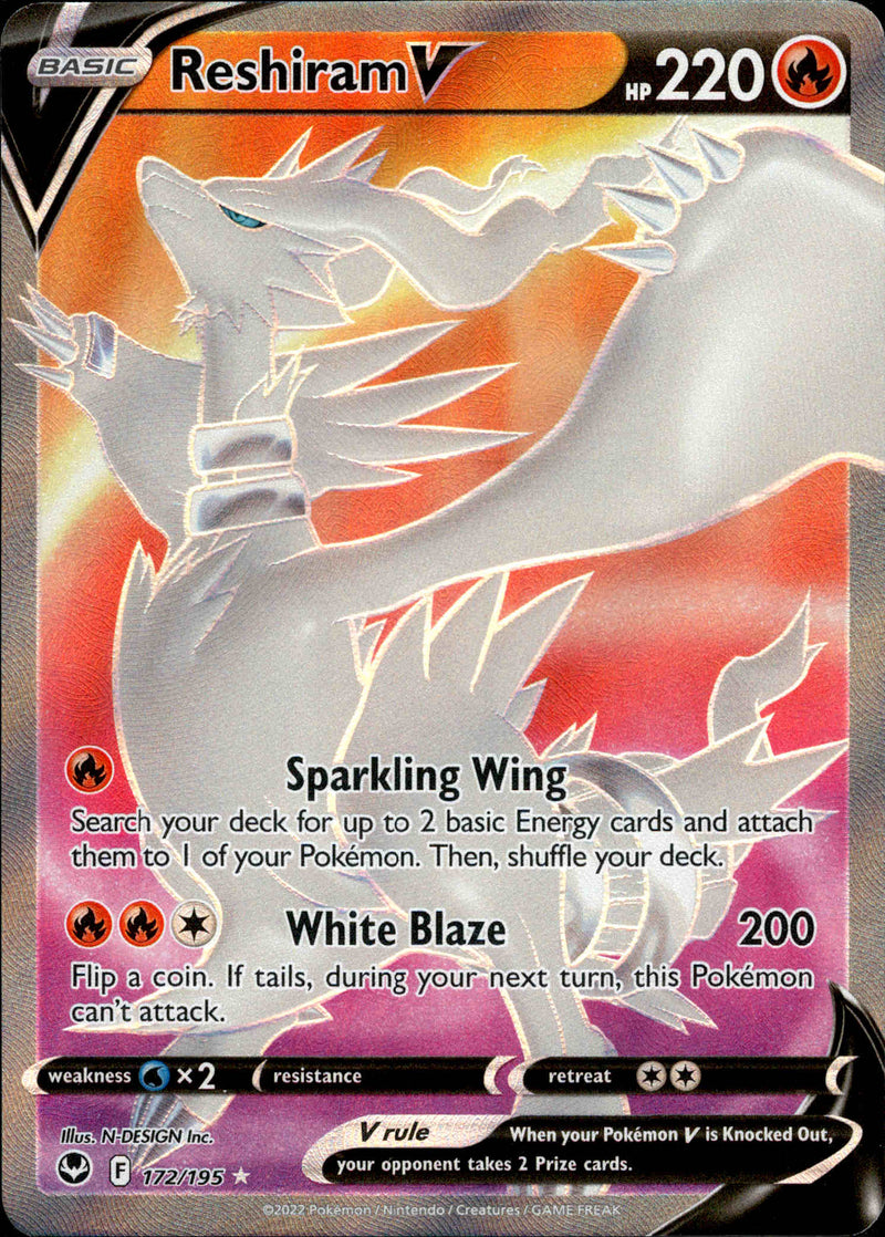 Reshiram V Full Art - 172/195 - Silver Tempest - Card Cavern