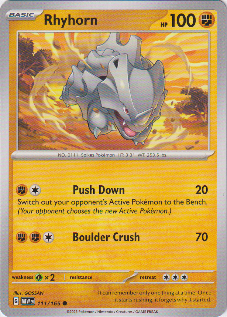 Rhyhorn - 111/165 - Scarlet & Violet 151 - Card Cavern