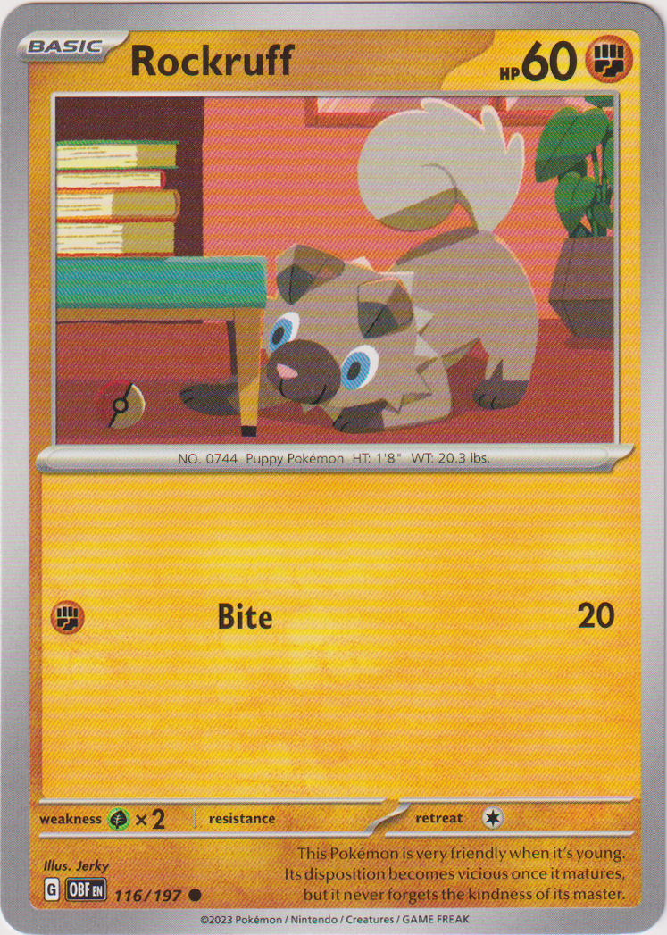 Rockruff - 116/197 - Obsidian Flames - Card Cavern