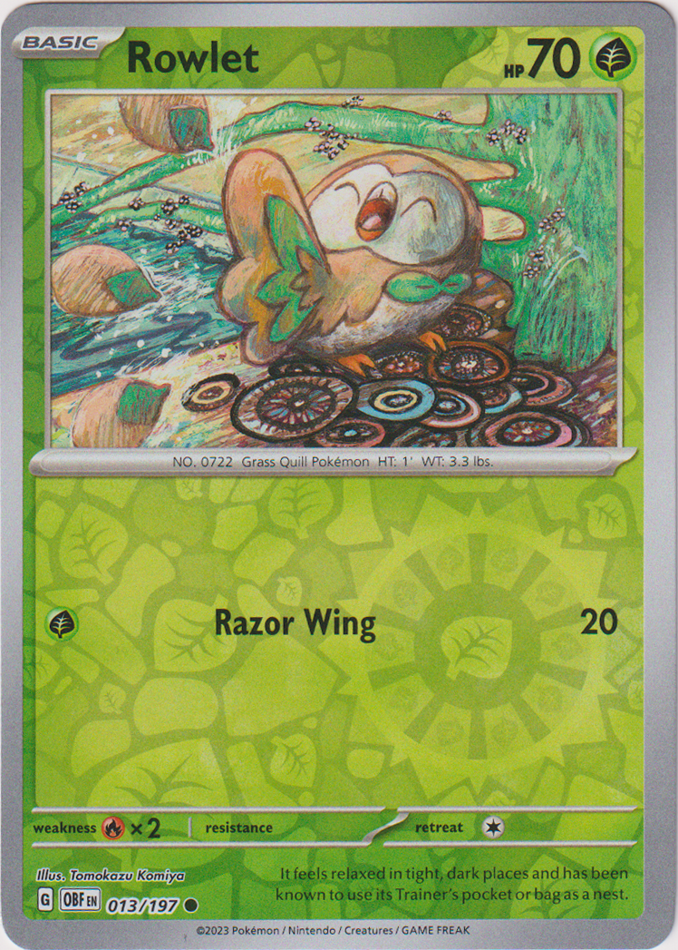 Rowlet - 013/197 - Obsidian Flames - Reverse Holo - Card Cavern