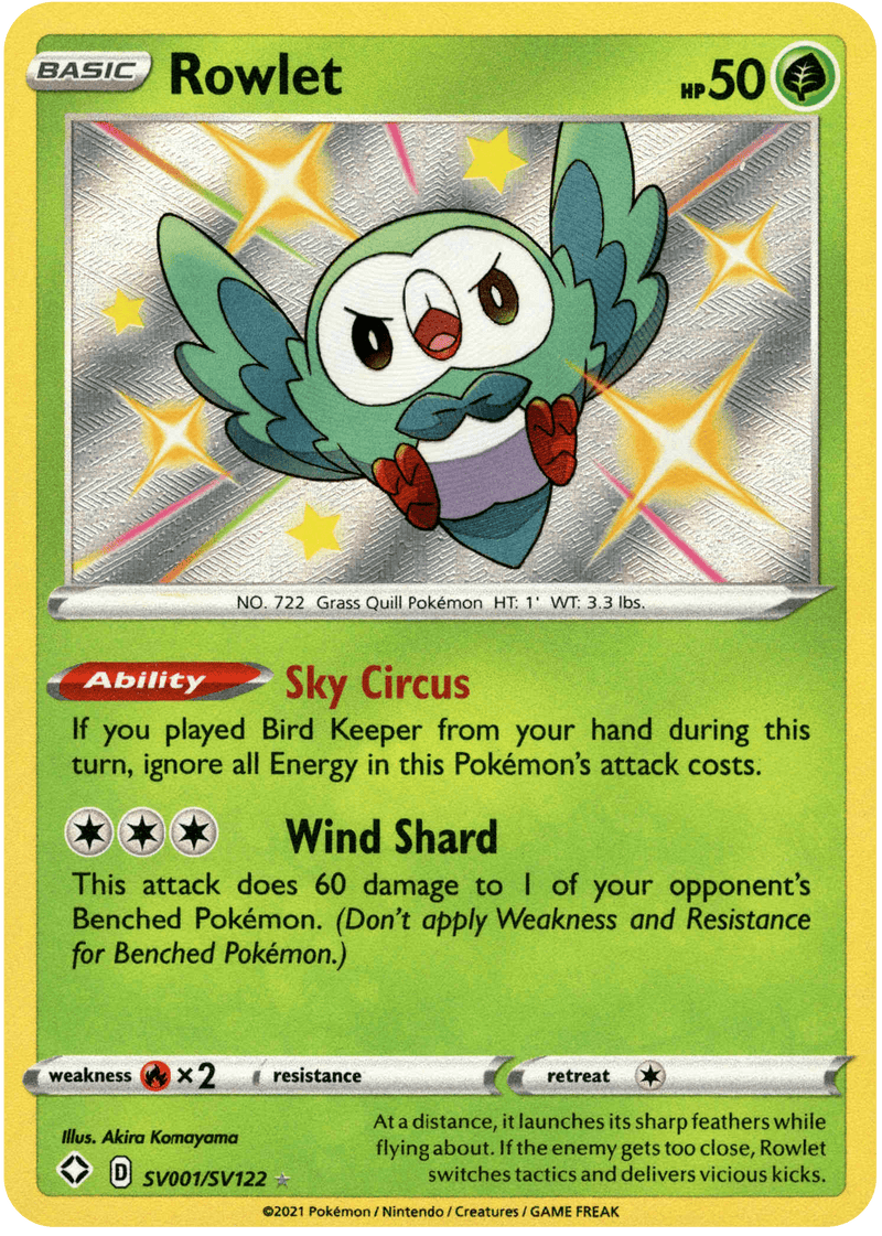 Rowlet - SV001/SV122 - Shining Fates - Holo - Card Cavern