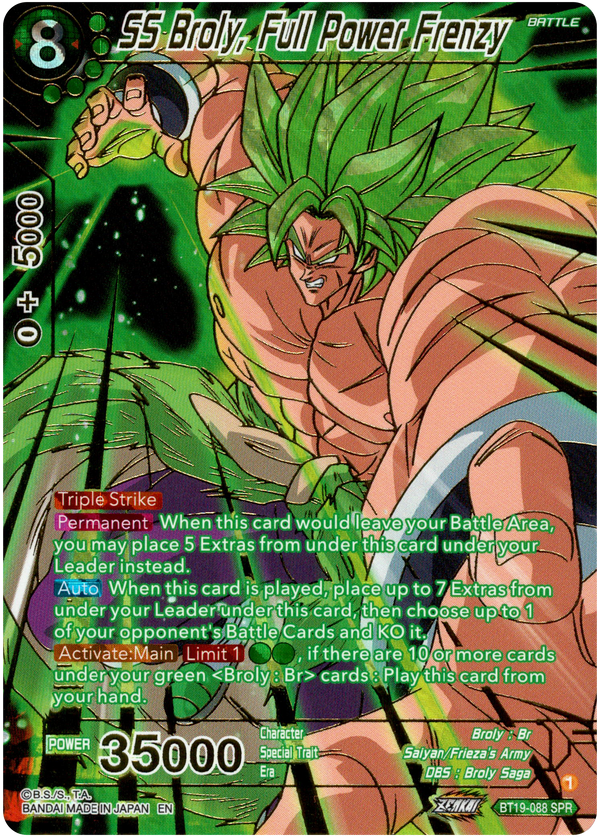 SS Broly, Full Power Frenzy Special Rare - BT19-088 - Fighter's Ambition - Foil - Card Cavern