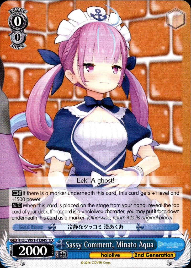 Sassy Comment, Minato Aqua - HOL/W91-TE049 - Hololive Production 2nd Generation - Card Cavern