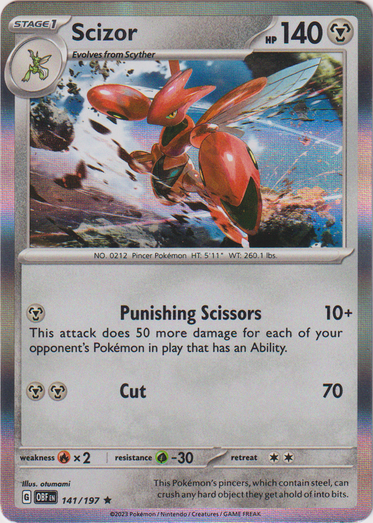 Scizor - 141/197 - Obsidian Flames - Holo - Card Cavern