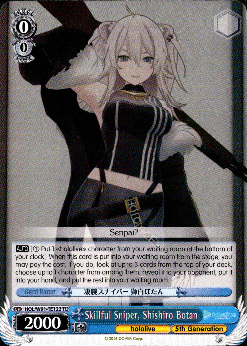 Skillful Sniper, Shishiro Botan - HOL/W91-TE122 - Hololive Production 5th Generation - Card Cavern