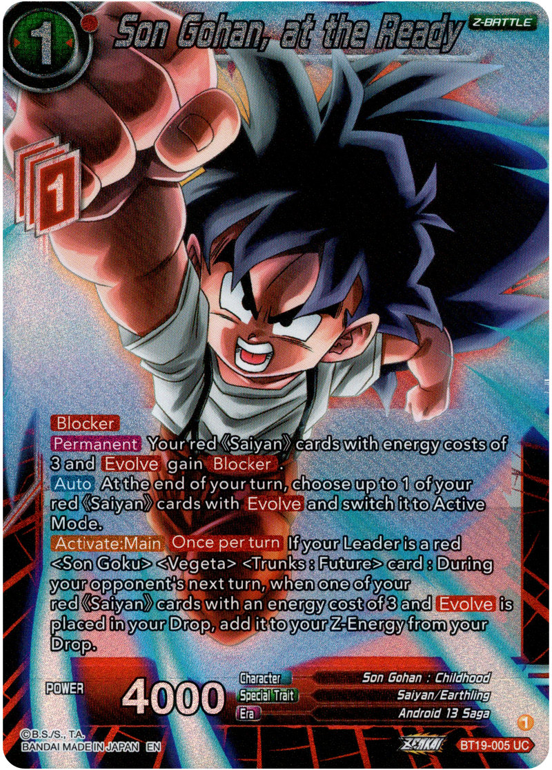 Son Gohan, at the Ready - BT19-005 - Fighter's Ambition - Foil - Card Cavern