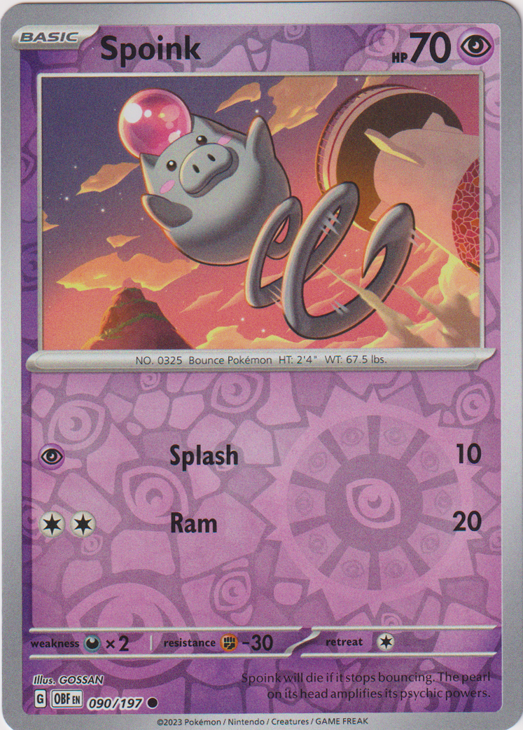 Spoink - 090/197 - Obsidian Flames - Reverse Holo - Card Cavern