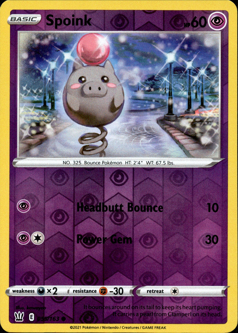 Spoink - 055/163 - Battle Styles - Reverse Holo - Card Cavern