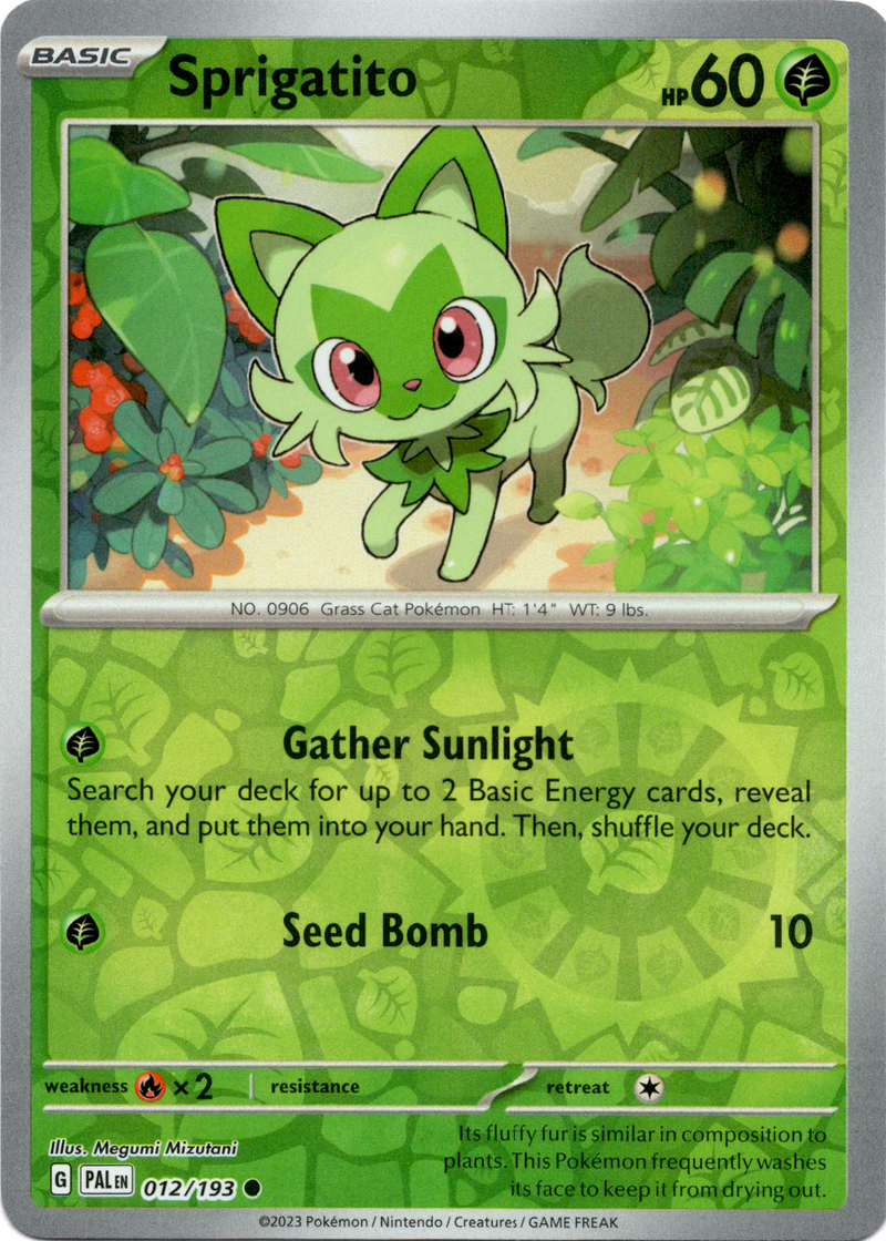 Sprigatito - 012/193 - Paldea Evolved - Reverse Holo – Card Cavern ...