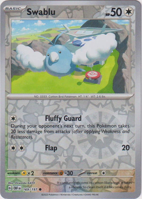 Swablu - 169/197 - Obsidian Flames - Reverse Holo - Card Cavern