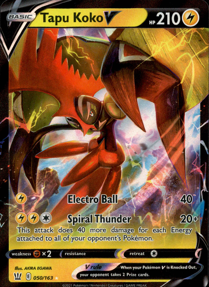 Pokemon TCG Battle Styles 050/163 Tapu Koko V Card –