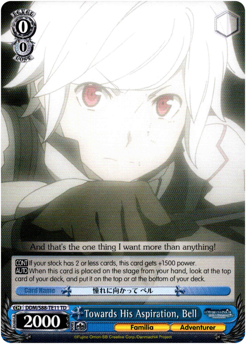 Towards His Aspiration, Bell - DDM/S88-TE11 TD - Is it Wrong to Try to Pick Up Girls in a Dungeon? - Card Cavern