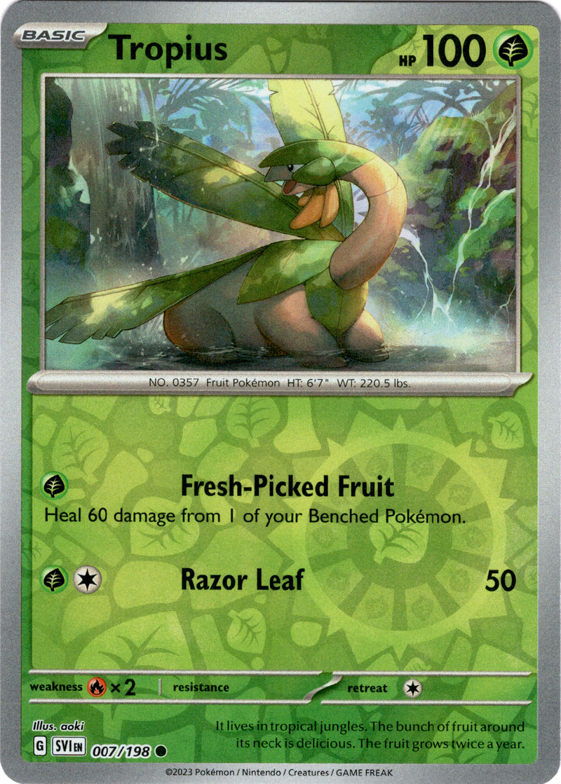 Tropius - 007/198 - Scarlet & Violet - Reverse Holo - Card Cavern