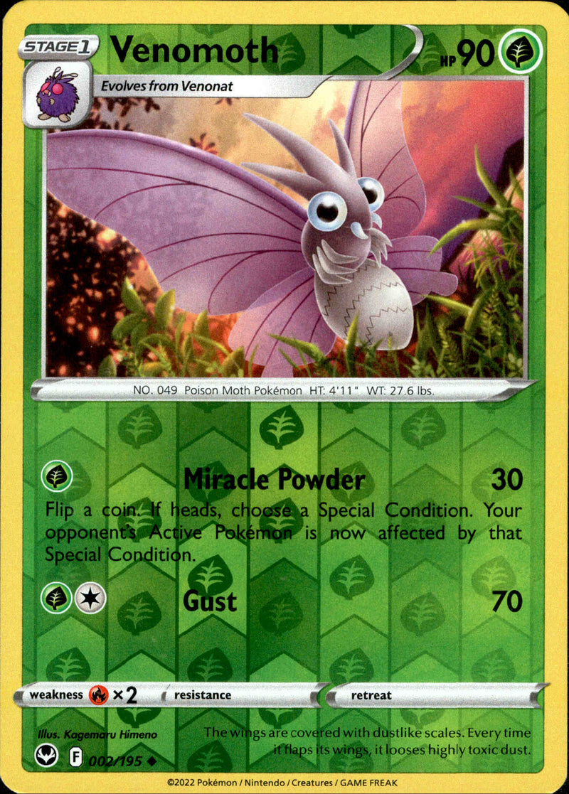 Venomoth - 002/195 - Silver Tempest - Reverse Holo - Card Cavern