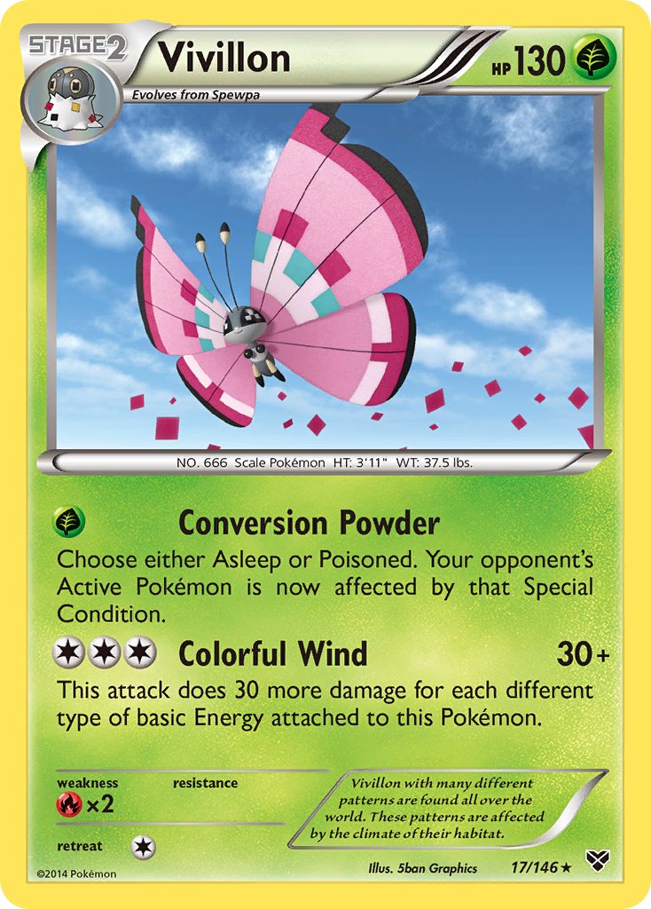 Vivillon (Meadow [Pink]) - 17/146 - XY Base - Holo - Card Cavern