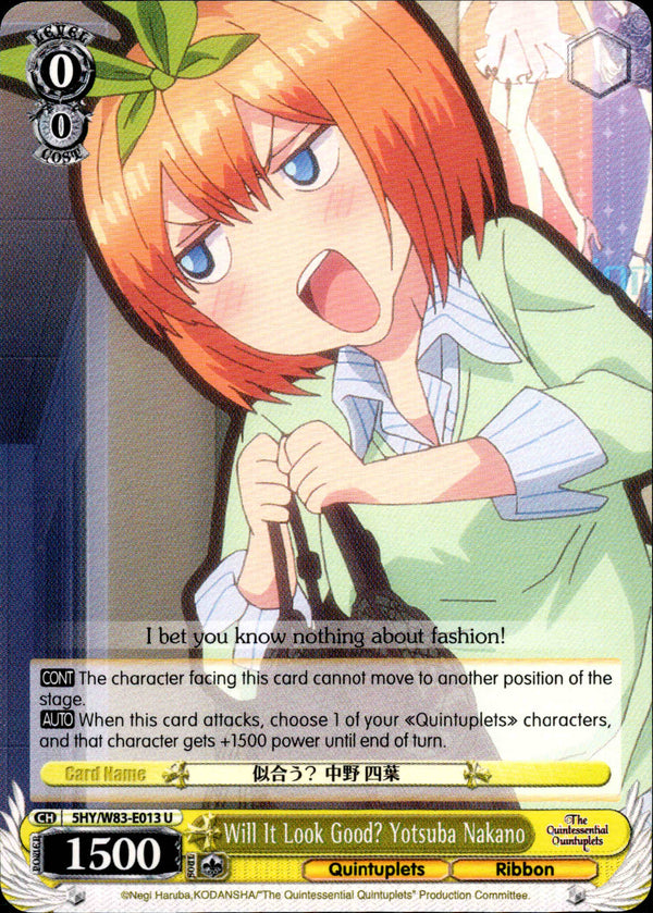 Will It Look Good? Yotsuba Nakano - 5HY/W83-E013 - The Quintessential Quintuplets - Card Cavern