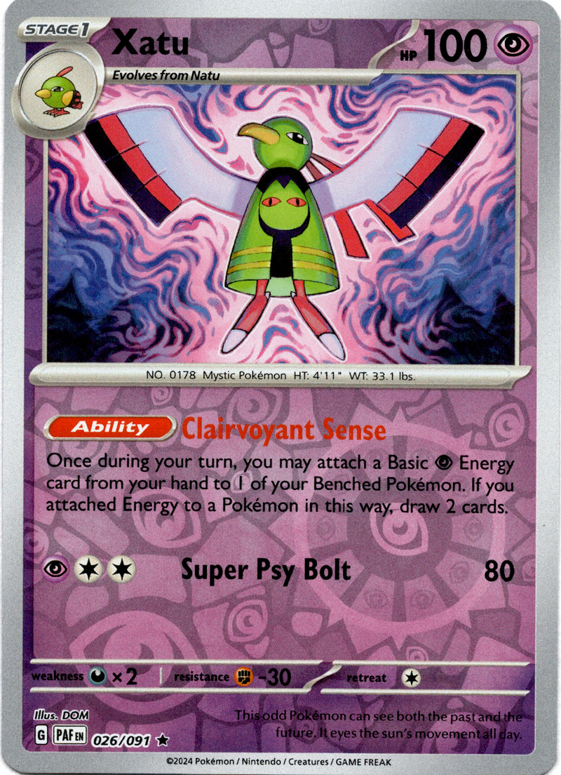 Xatu - 026/091 - Paldean Fates - Reverse Holo - Card Cavern