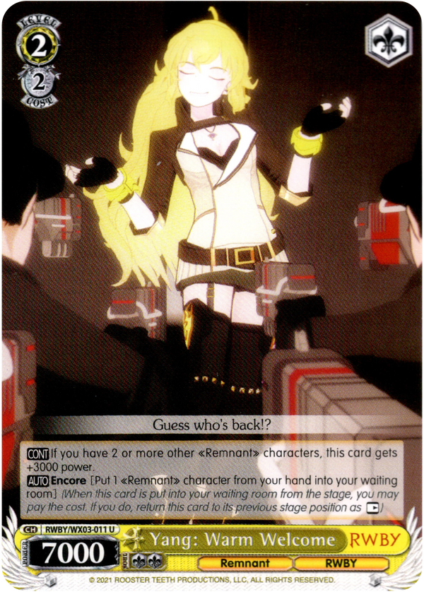 Yang: Warm Welcome - RWBY/WX03-011 - RWBY - Card Cavern