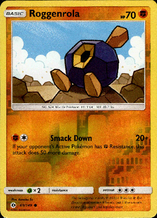 Roggenrola - 69/149 - Sun and Moon Base - Reverse Holo - Card Cavern