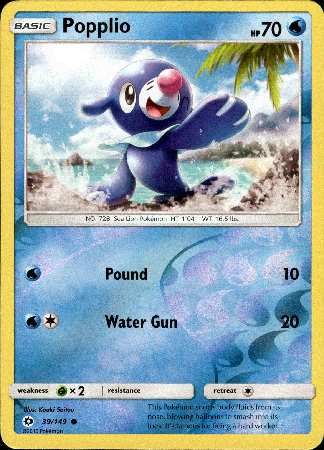 Popplio - 39/149 - Sun and Moon Base - Reverse Holo - Card Cavern