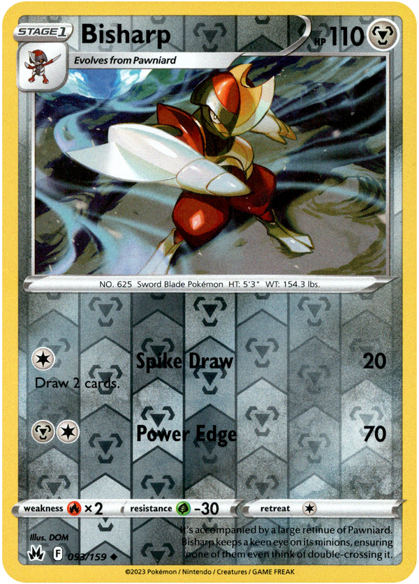 Bisharp - 093/159 - Crown Zenith - Reverse Holo - Card Cavern