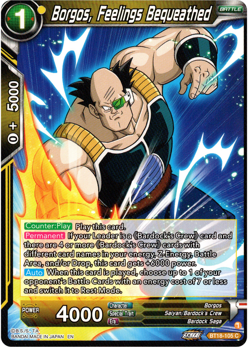 Borgos, Feelings Bequeathed - BT18-105 - Dawn of the Z-Legends - Card Cavern