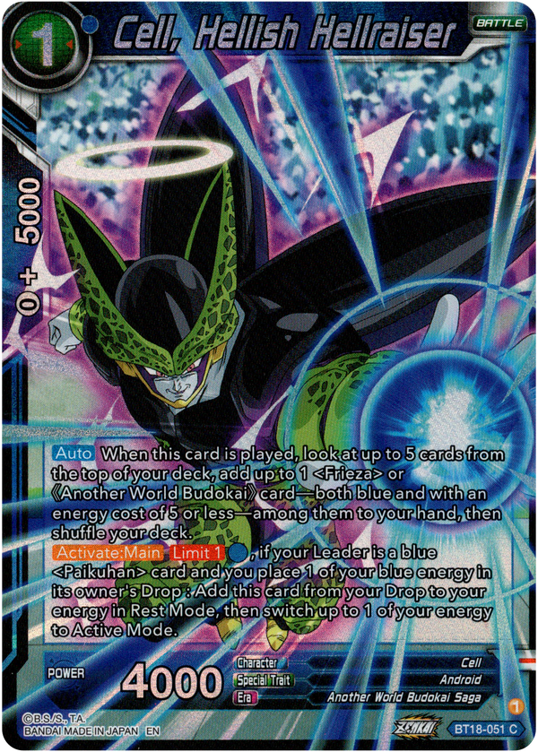 Cell, Hellish Hellraiser - BT18-051 - Dawn of the Z-Legends - Parallel Foil - Card Cavern