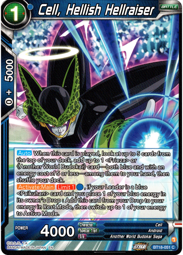 Cell, Hellish Hellraiser - BT18-051 - Dawn of the Z-Legends - Card Cavern