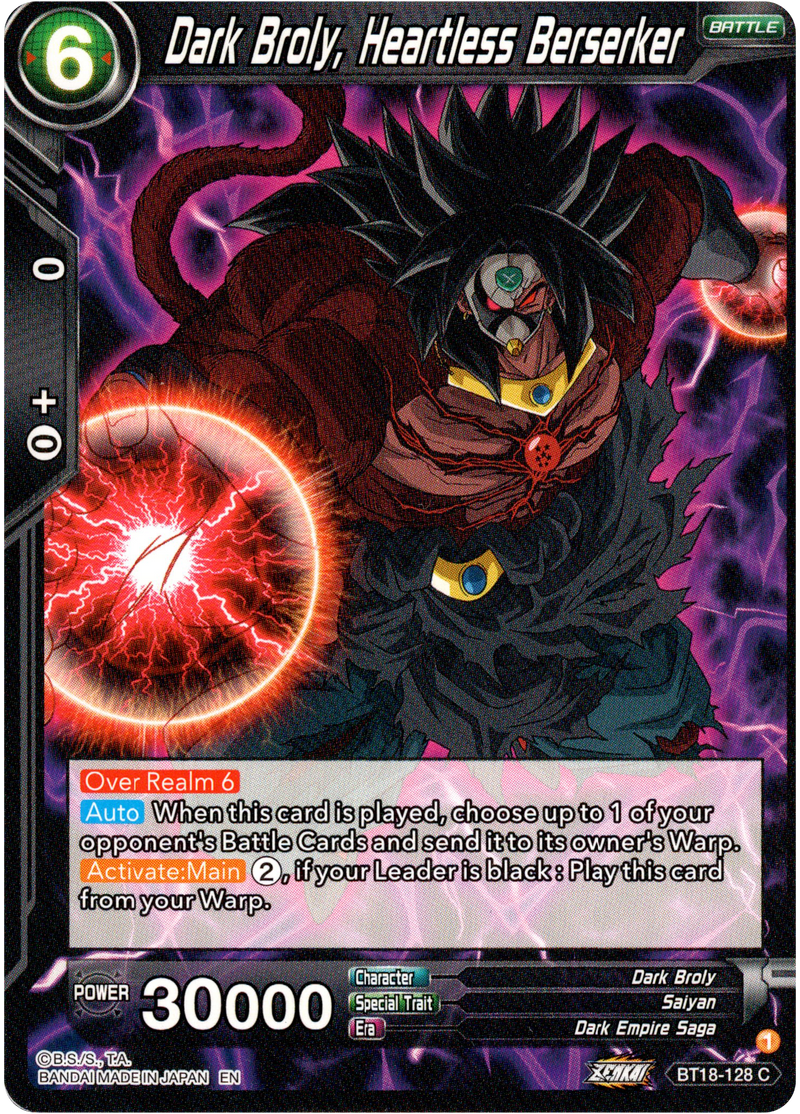 Dark Broly, Heartless Berserker - BT18-128 - Dawn of the Z-Legends - Card Cavern