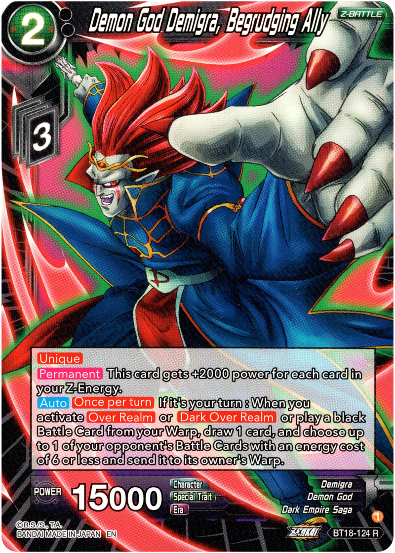 Demon God Demigra, Begrudging Ally - BT18-124 - Dawn of the Z-Legends - Card Cavern