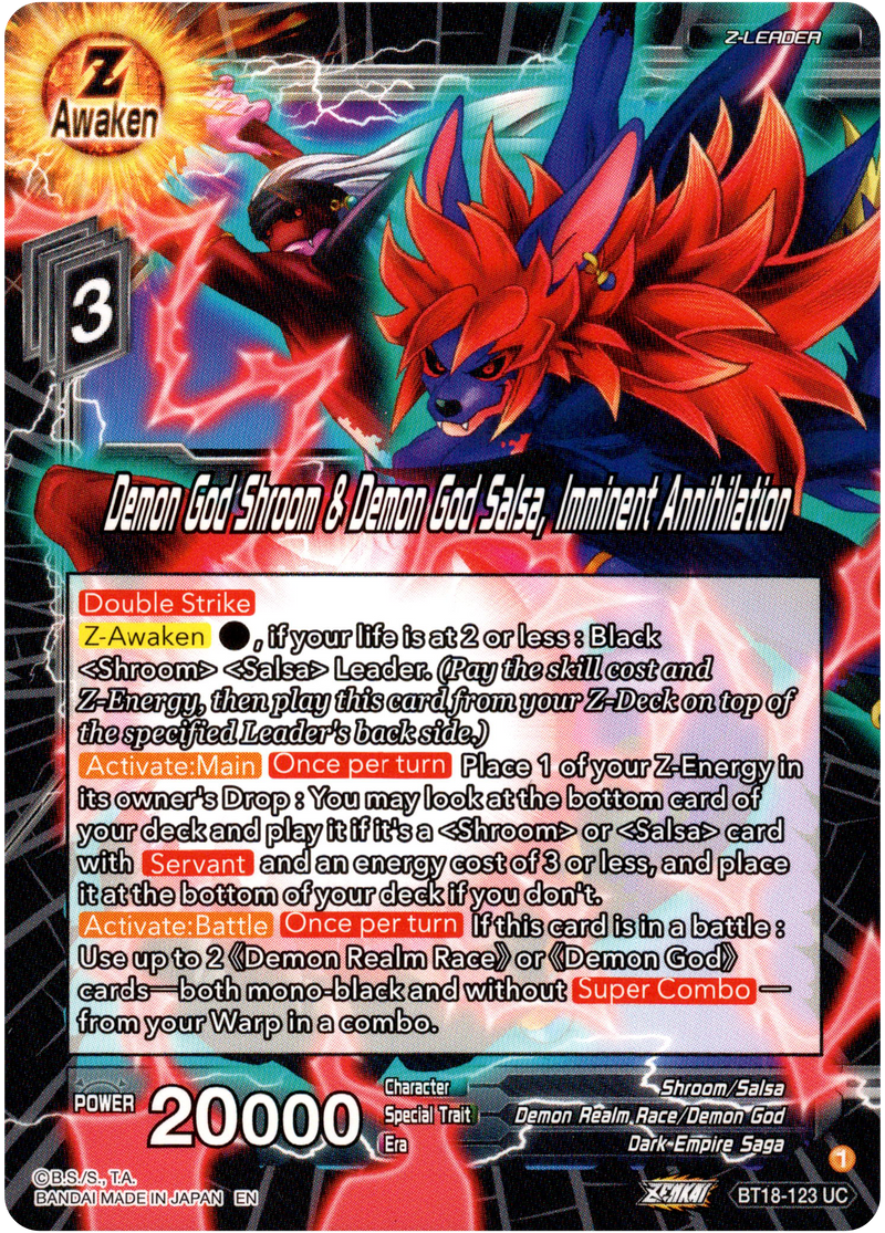 Demon God Shroom & Demon God Salsa, Imminent Annihilation - BT18-123 - Dawn of the Z-Legends - Card Cavern