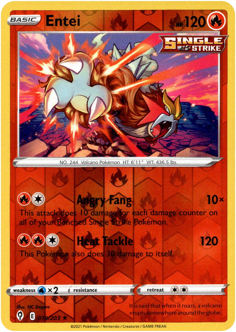 Entei - 019/203 - Evolving Skies - Reverse Holo - Card Cavern