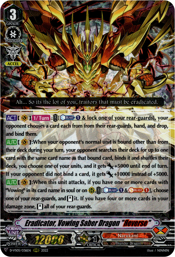 Eradicator, Vowing Saber Dragon "Reverse" - D-VS05/036EN - V Clan Collection Vol.5 - Foil - Card Cavern