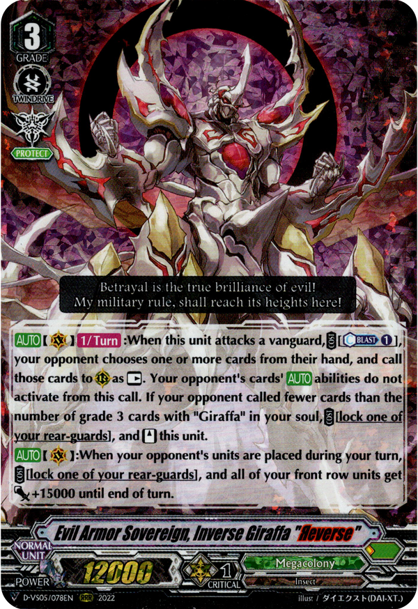 Evil Armor Sovereign, Inverse Giraffa "Reverse" - D-VS05/078EN - V Clan Collection Vol.5 - Foil - Card Cavern