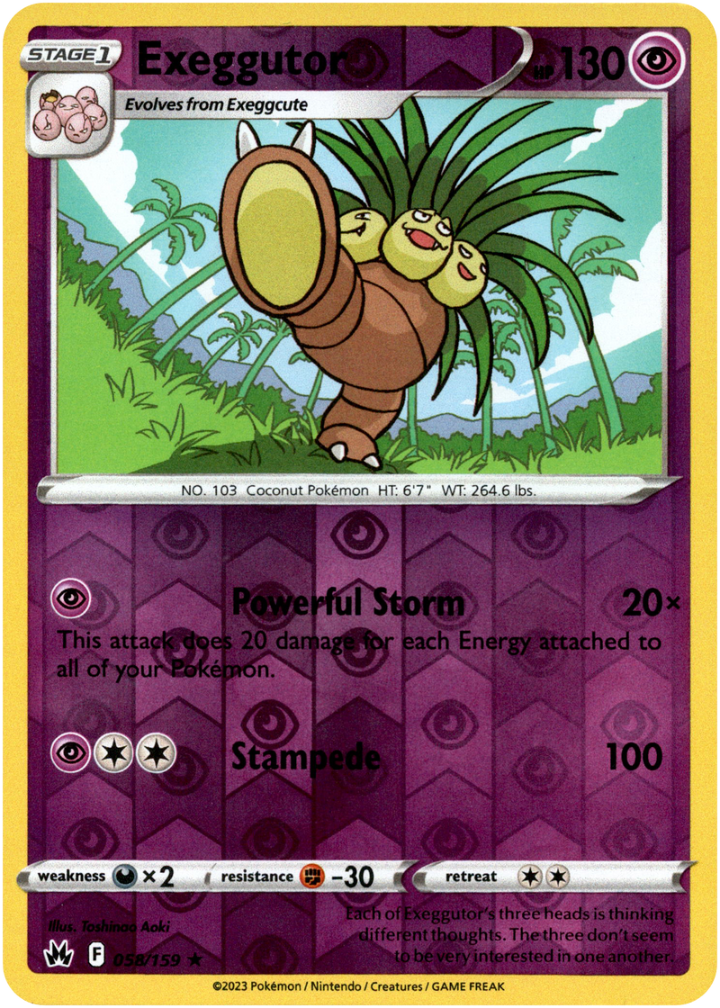 Exeggutor - 058/159 - Crown Zenith - Reverse Holo - Card Cavern