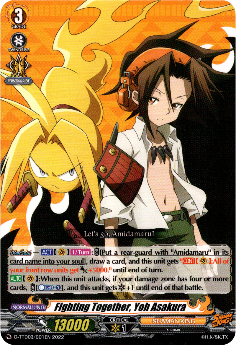 Fighting Together, Yoh Asakura - D-TTD03/001EN - Shaman King - Card Cavern