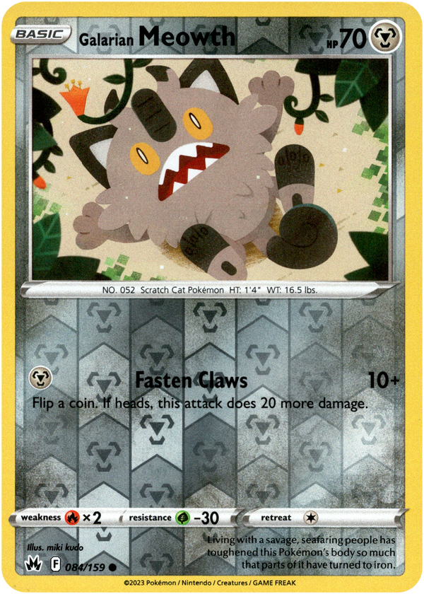 Galarian Meowth - 084/159 - Crown Zenith - Reverse Holo - Card Cavern