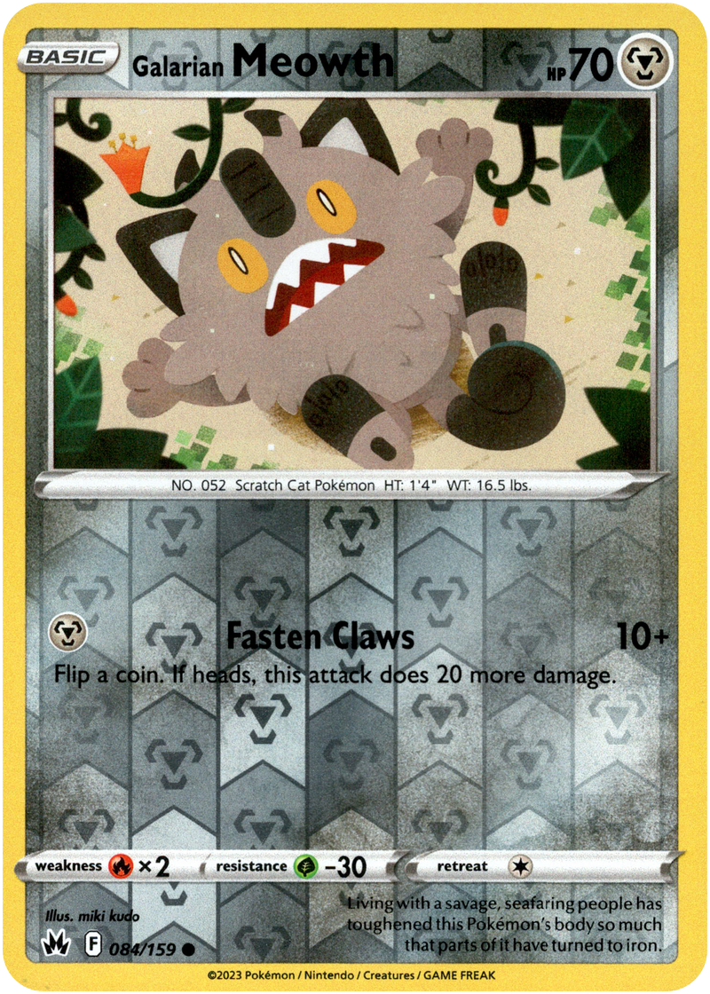 Galarian Meowth - 084/159 - Crown Zenith - Reverse Holo - Card Cavern