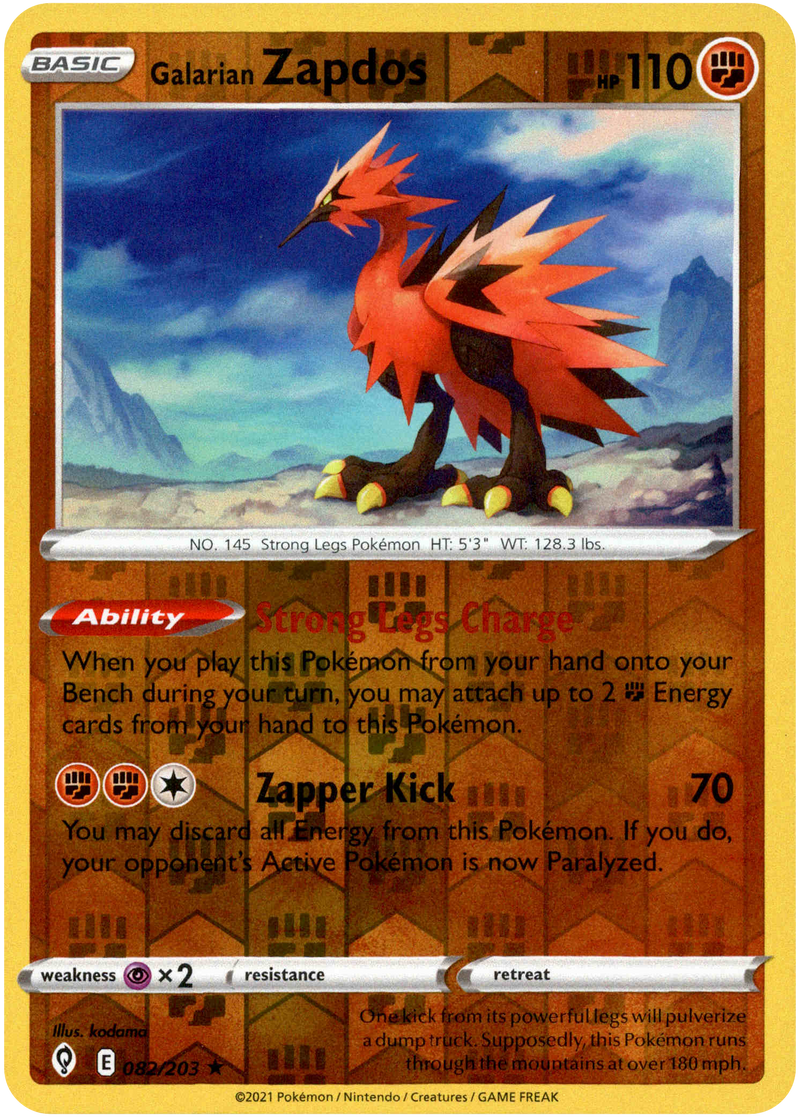 Galarian Zapdos - 082/203 - Evolving Skies - Reverse Holo - Card Cavern