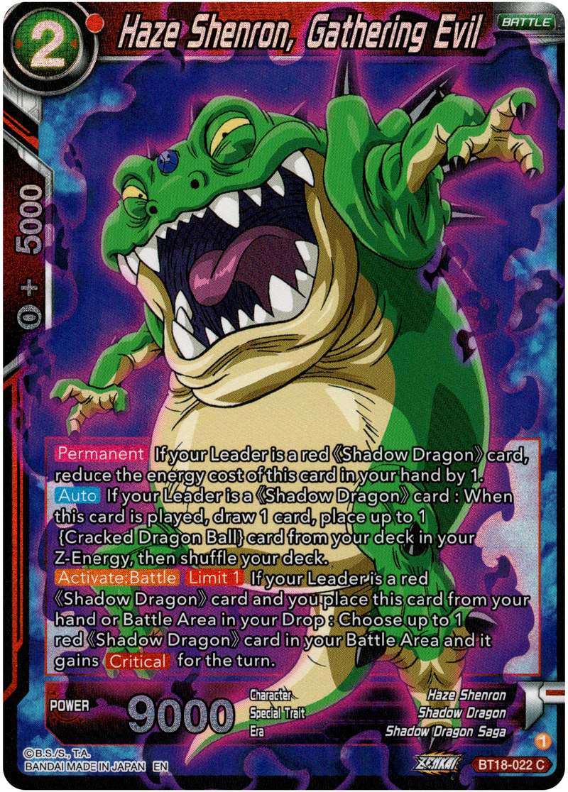 Haze Shenron, Gathering Evil - BT18-022 - Dawn of the Z-Legends - Parallel Foil - Card Cavern