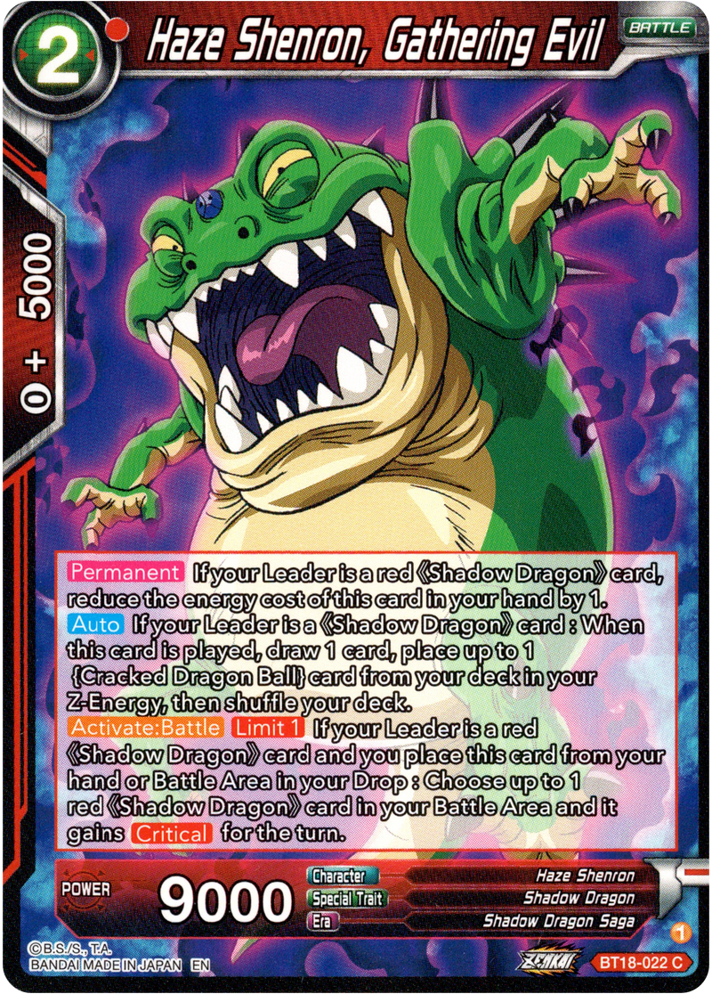 Haze Shenron, Gathering Evil - BT18-022 - Dawn of the Z-Legends - Card Cavern