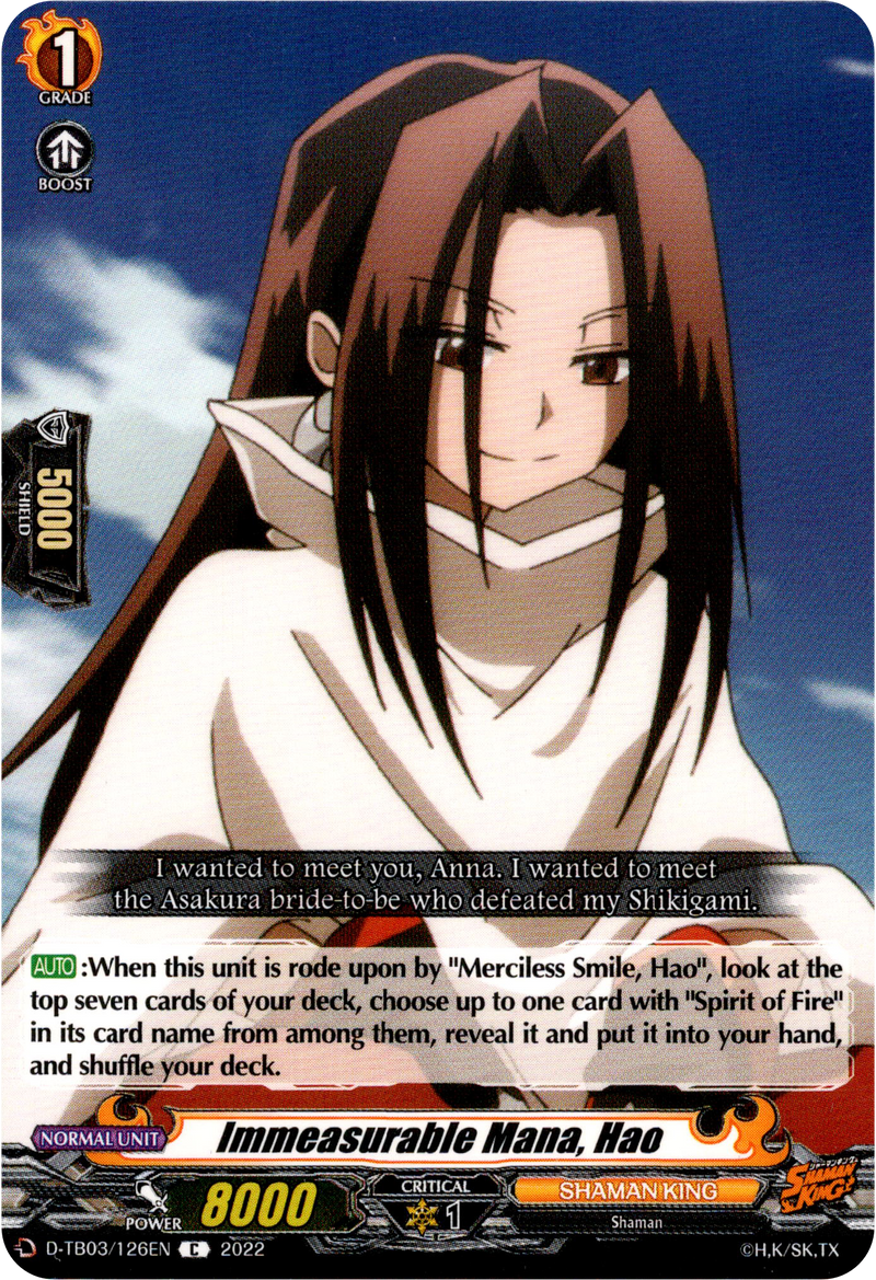 Immeasurable Mana, Hao - D-TB03/126EN - Shaman King - Card Cavern